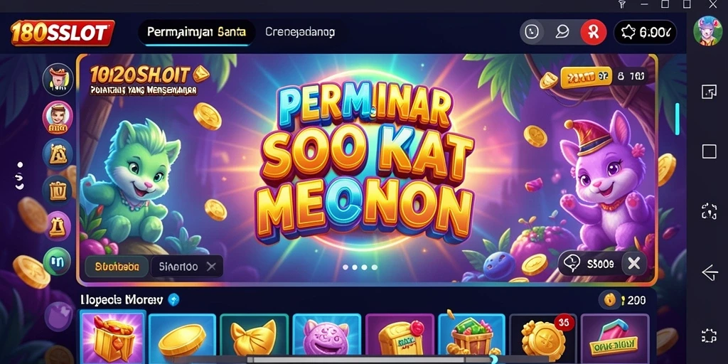 Tampilan gameplay 180SLOT yang penuh warna dan menarik.