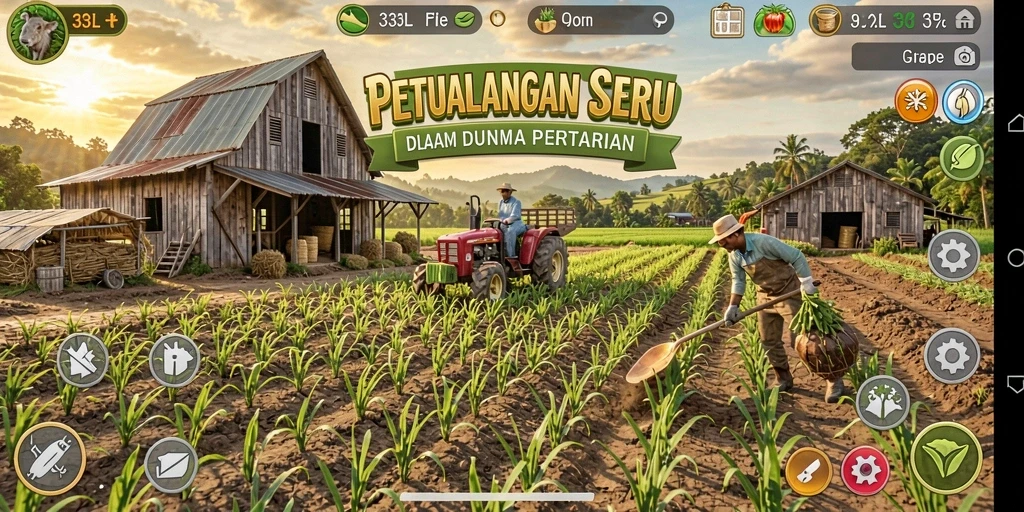 Tampilan gameplay menarik dalam 33L yang menampilkan aktivitas bertani.