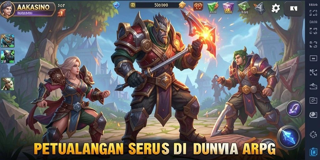 Tangkapan layar AAKASINO menampilkan pertempuran seru di dunia ARPG.