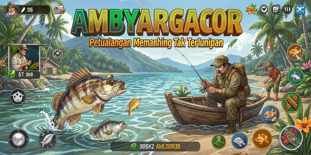 Gameplay menakjubkan AMBYARGACOR dengan aksi memancing yang seru.
