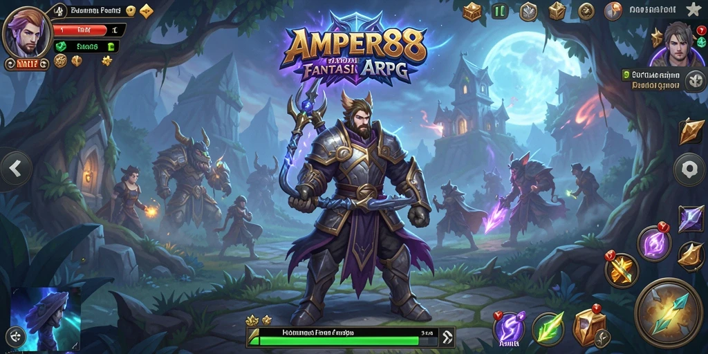 Menampilkan aksi seru dalam permainan ARPG AMPER88.