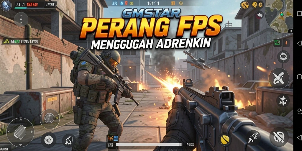 Tampilan gameplay intens dalam GMSTAR dengan aksi tembak-menembak yang mendebarkan.