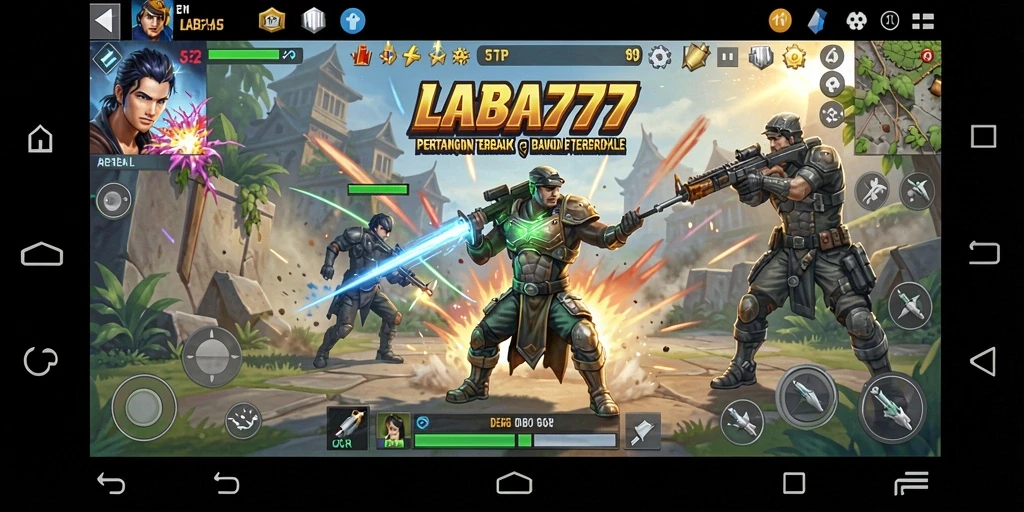 Tampilan gameplay yang mendebarkan di LABA777 dalam pertarungan Battle Royale.