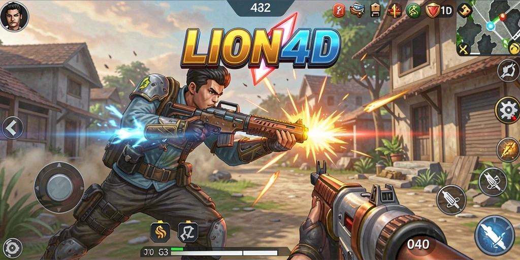 Tangkapan layar LION4D menampilkan aksi tembak-menembak yang mendebarkan.