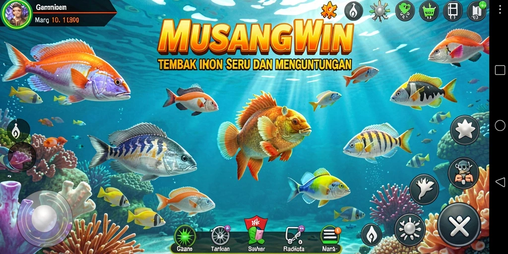 Tampilan gameplay seru saat menangkap ikan di MUSANGWIN.