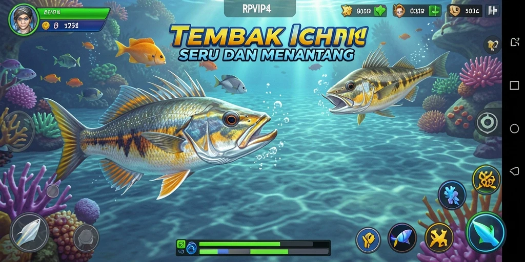 Tampilan gameplay menarik dari RPVIP4 saat menangkap ikan besar.