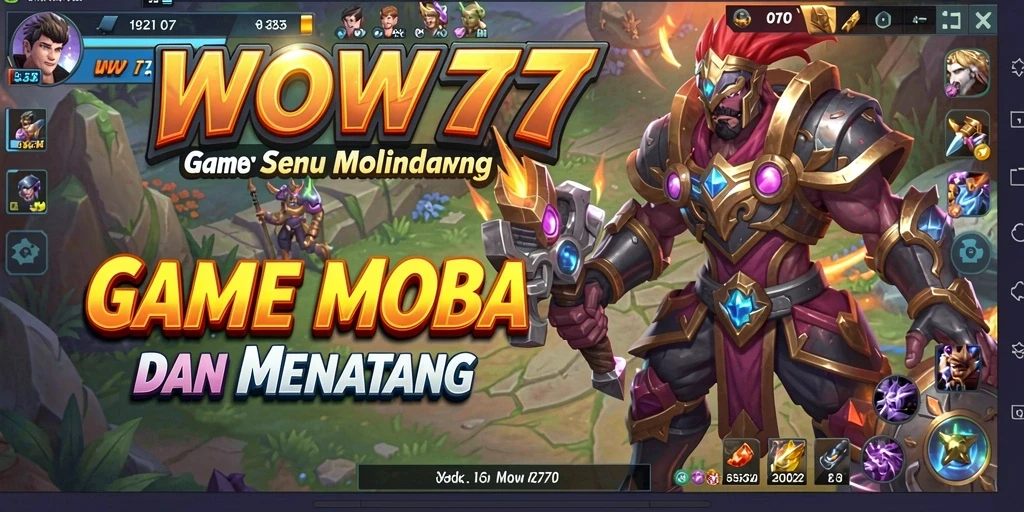 Gameplay WOW77 yang intens dan strategis dalam pertempuran MOBA.